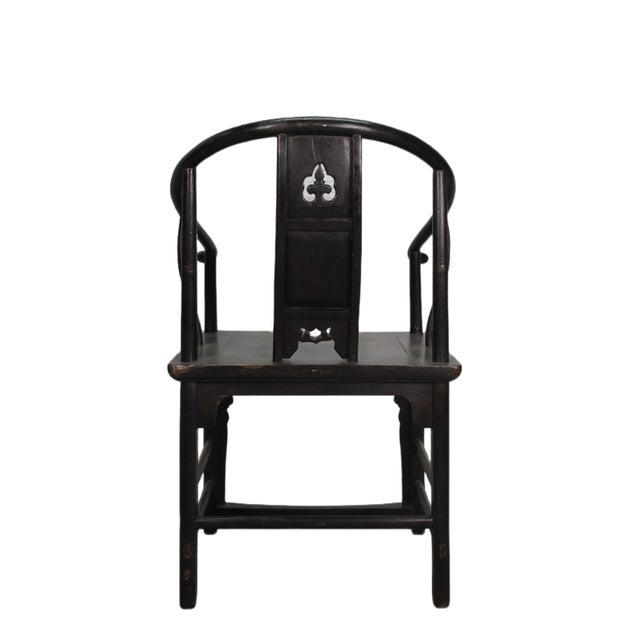 A Pair Antique Chinese Round Back Arm Chairs For Sale - Image 12 of 13