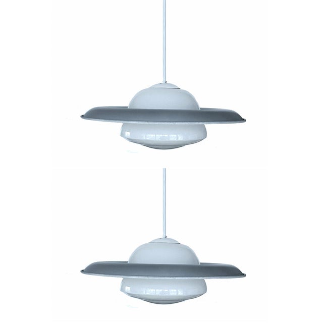 Large Art Deco Glass Pendant Lights, 1930s, Set of 2 For Sale - Image 15 of 15