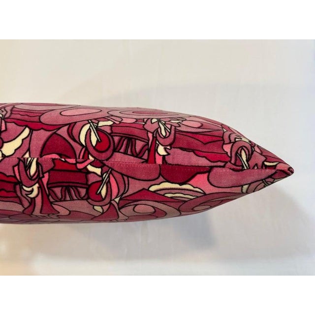 Vintage Pink Psychedelic Velvet Pillow in the Style of Pucci For Sale - Image 11 of 12