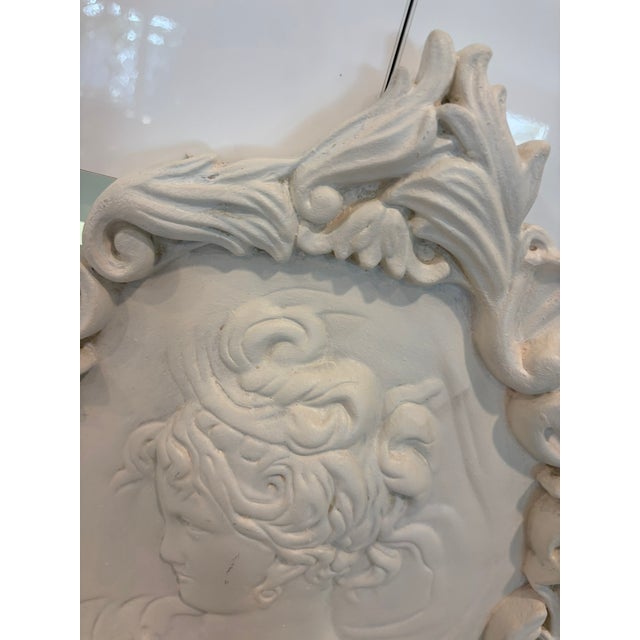 Oversized Large French Baroque Cameo Wall Plaque Portrait Relief in Antique White For Sale - Image 4 of 14