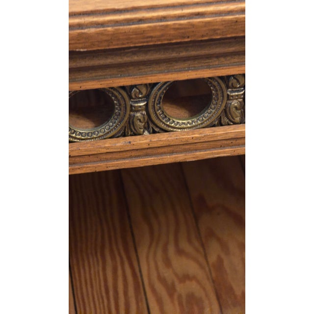 Mid Century Ornate Coffee Table w Marble Inlays