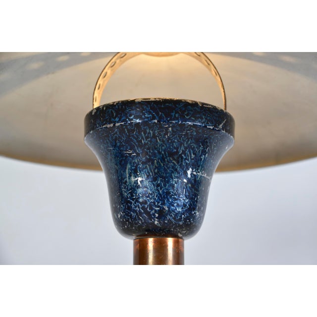 Industrial Blue Mushroom Desk Light in Aluminium and Copper, Germany, 1950s For Sale - Image 12 of 16