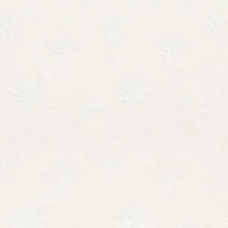 Schumacher Palmetto Beach Embroidery Fabric in Ivory For Sale