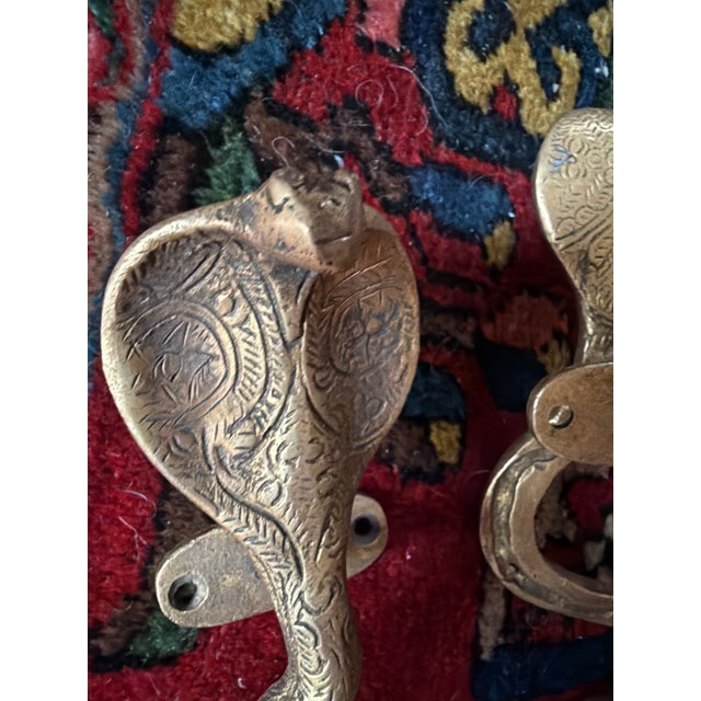 Hollywood Regency Gold Cobra Door Handles- A Pair For Sale In Los Angeles - Image 6 of 6
