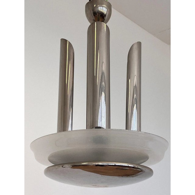 Large Very Bauhaus Functionalism Art Deco Chrome Chandelier, 1935, in Very Good conditions. Designed 1920 to 1949 Up to...