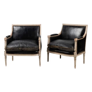 Pair Louis XVI/Directoire Bergeres, Late 18th Century or Early 19th Century For Sale