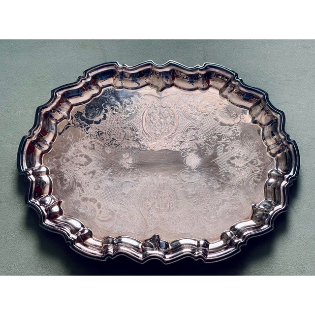 Mid 20th Century Silver-Plate Etched Tray For Sale In Jacksonville, FL - Image 6 of 11