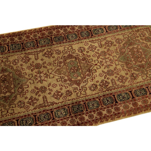 1920s 1920s Allover Modern Tabriz Style Handmade Sacetter Wool Rug InTan For Sale - Image 5 of 7