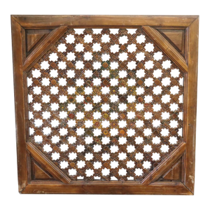 Antique Chinese Carved Wood Architectural Pierced Window Panel