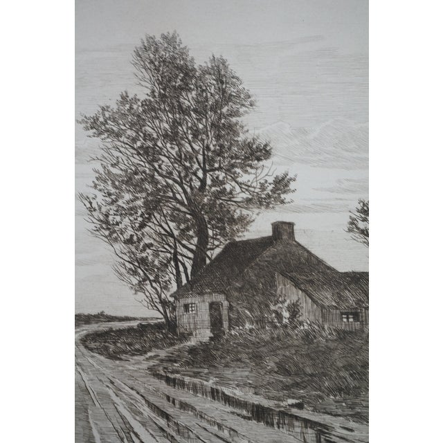 Antique Edward Loyal Field Signed Country Road Thatched Cottage Etching 23" For Sale - Image 9 of 13