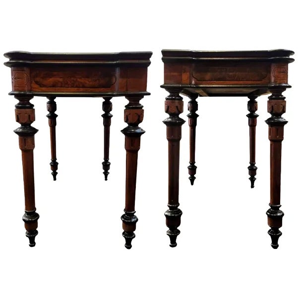 1860s-1880 Victorian French Flip-Top Ebonized Burl Walnut Games Table For Sale - Image 4 of 13