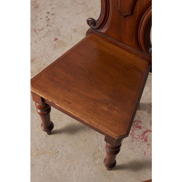 Wood Pair of Late 19th Century Victorian Hall Chairs With Petite Floral Cravings For Sale - Image 7 of 10