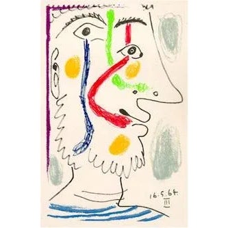 1980s Untitled Profile Lithograph After Pablo Picasso For Sale