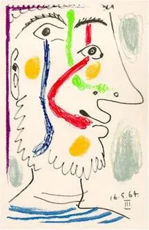 1980s Untitled Profile Lithograph After Pablo Picasso
