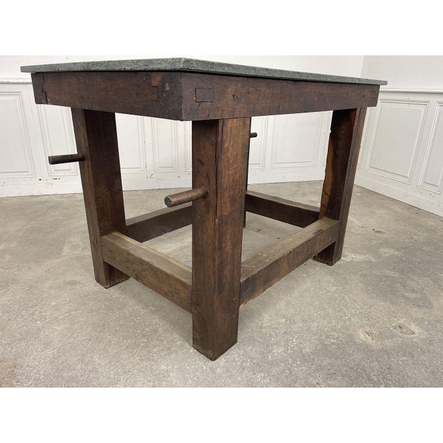 Vintage Oak and Granite Worktable, 1930s For Sale - Image 3 of 8