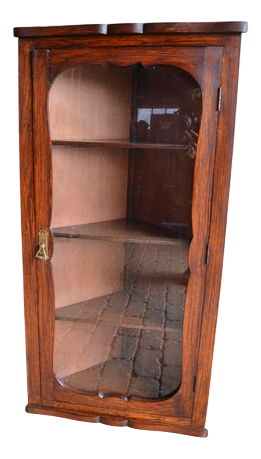 Antique Oak Biedermeier Wall Corner Cupboard