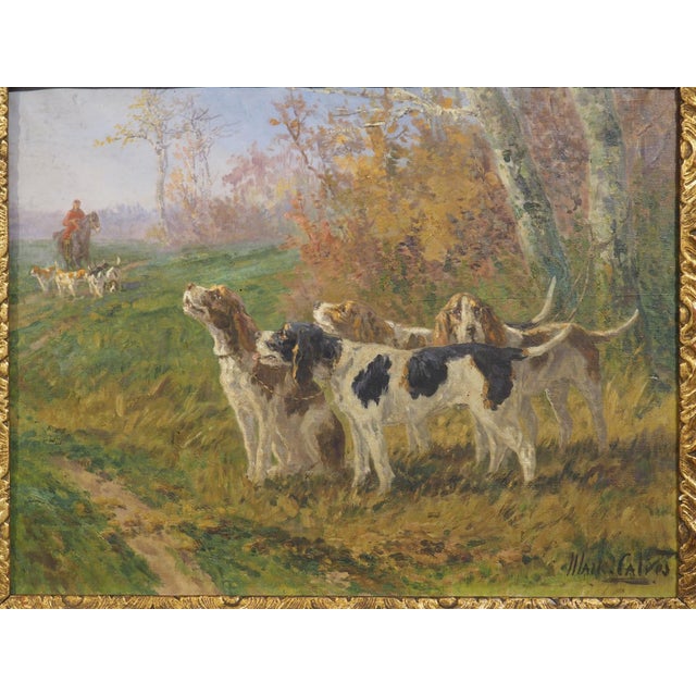 The Beginning of the Hunt, French Oil Painting by Marie Calves (1883-1957) For Sale - Image 18 of 18
