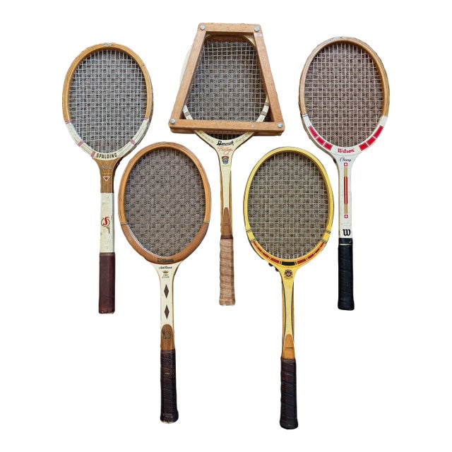 Vintage Wooden Tennis Rackets - Set of 5 For Sale