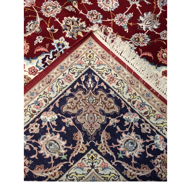 Persian Nain Silk & Wool Red Area Rug-10' 2" X 13' 3" For Sale - Image 4 of 6