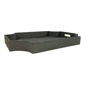 Made Goods Modern Large Gray Faux Silk Paden Tray