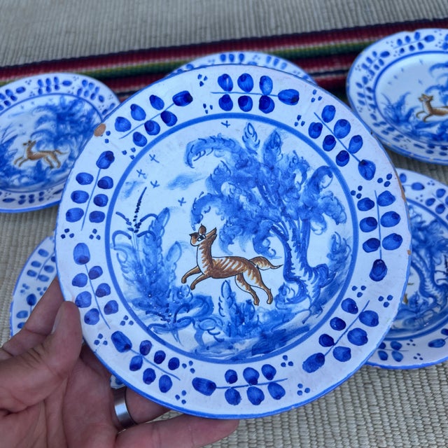 Circa 1970s Vintage España Talavera Polychrome Decorated Plates- Set of 6 For Sale - Image 10 of 12