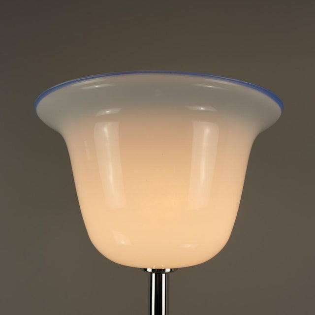 Large Art Deco Chrome Floor Lamp with Opal Glass Shade, Münich, 1920s For Sale - Image 14 of 16