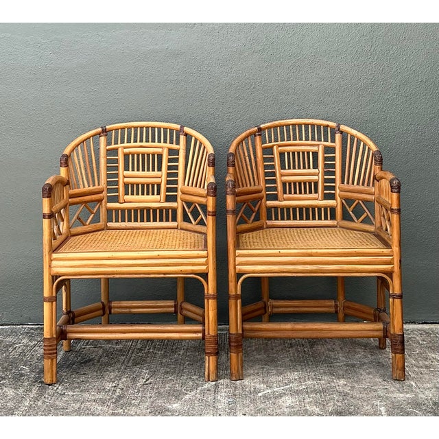 Vintage Brighton Pavillion Rattan Chairs - A Pair For Sale - Image 9 of 12