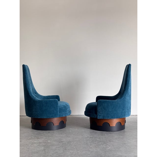 Mid-Century Modern Restored Mid Century Adrian Pearsall Strictly Spanish Swivel Club Chair Pair For Sale - Image 3 of 7