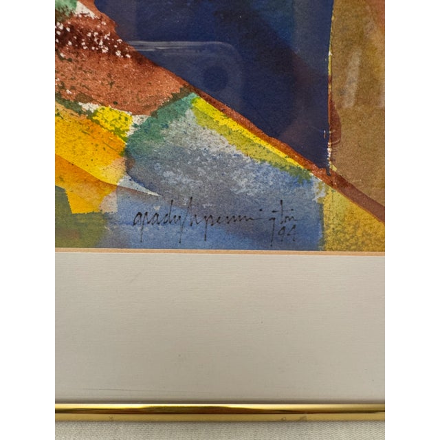 Metal Vintage Organic Modern Still Life Framed Original Watercolor Painting “Santa Fe Cocktail" by Grady H. Pennington For Sale - Image 7 of 12