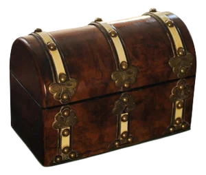 Small Victorian Burr Walnut Keepsake Chest with Engraved Brass Details & Cream Leather Supports, 1890s