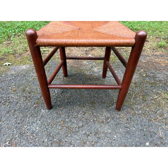 Vintage Early American Shaker Style Solid Wood Ladder Back Rush Seats Dining Chairs For Sale In Washington DC - Image 6 of 16