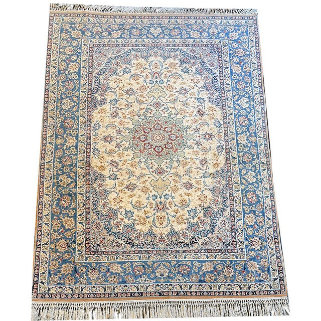 1960s Silk & Wool on Silk Persian Isfahan Rug For Sale - Image 9 of 10