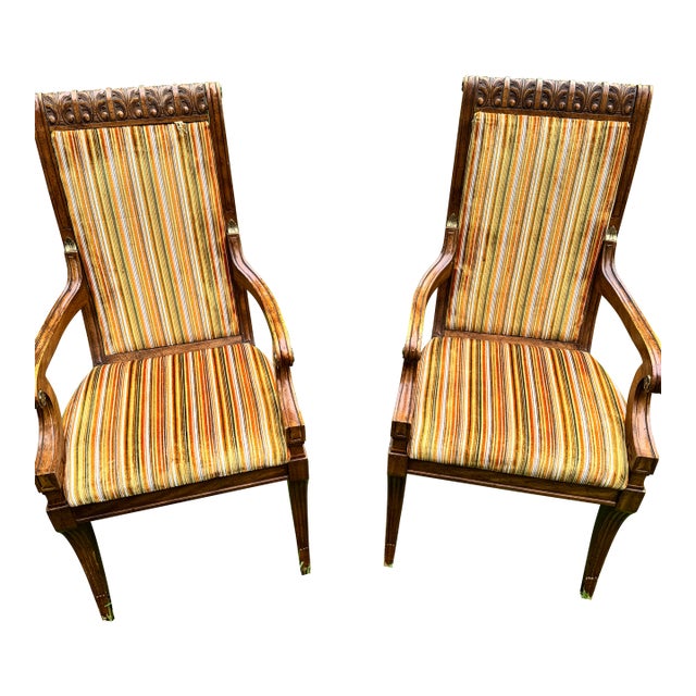 Vintage 1970s Weiman / Warren Lloyd Neoclassical Armchairs With Original Gold Hardware - A Pair For Sale