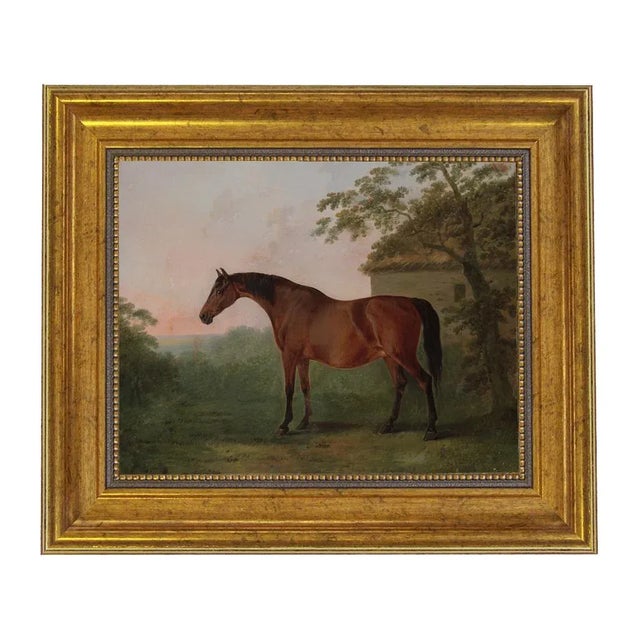 "Juno" After George Stubbs Contemporary Reproduction Print on Canvas, Small Gold Frame, 8 x 10 For Sale - Image 4 of 4