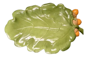 Vintage 1960s Green Leaf & Acorn Ceramic Dish