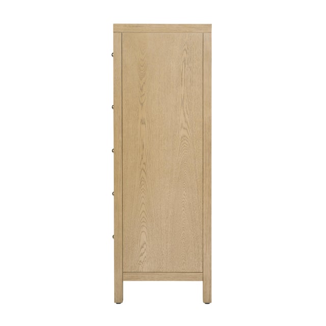 Nora 36 in. W Rectangular Wood 5 Drawer Tall Dresser, Light Oak For Sale In Chicago - Image 6 of 9