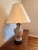 Wood Vintage 32” Chinoiserie Floral Porcelain Table Lamp With Raised Flower Knockers and Fluted Shade For Sale - Image 7 of 12