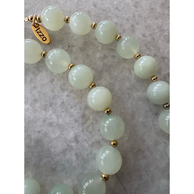Contemporary Vintage Jade Beaded Necklace With Gold Tone Clasp Designed by by Matthew Izzo For Sale - Image 3 of 6