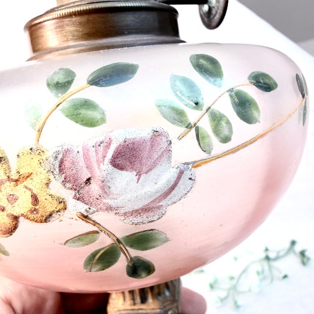 Hand-Painted Oil Lamp with Ribbons, 1970s For Sale - Image 6 of 14