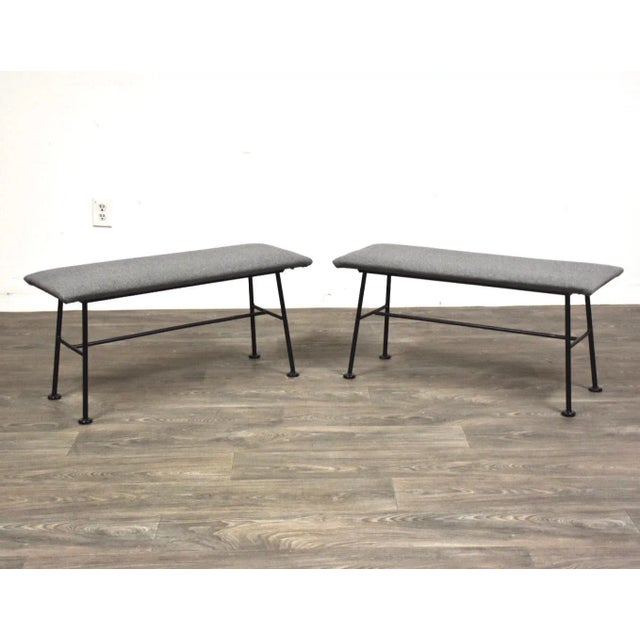 Mid-Century Modern 1950s Lee Woodard Iron Bench For Sale - Image 3 of 10