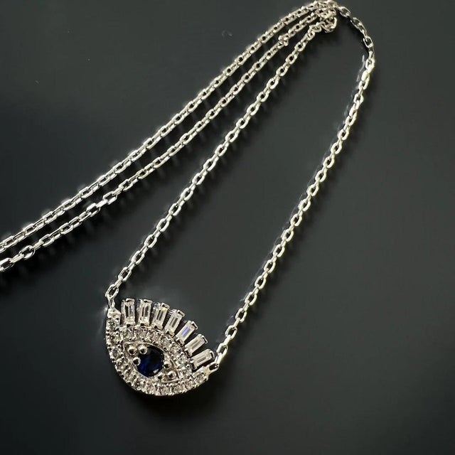 Early 21st Century Diamond Long Lash Evil Eye Necklace For Sale - Image 5 of 10