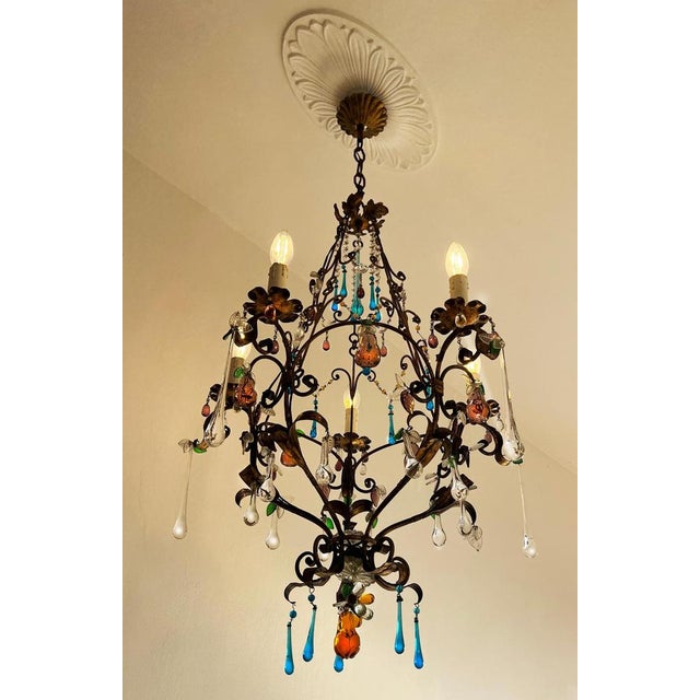 Bette Davis Fruits Murano Chandelier, 1950s For Sale - Image 6 of 17