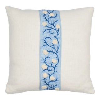 Schumacher Ashoka 16" Pillow in Ivory & Blue For Sale