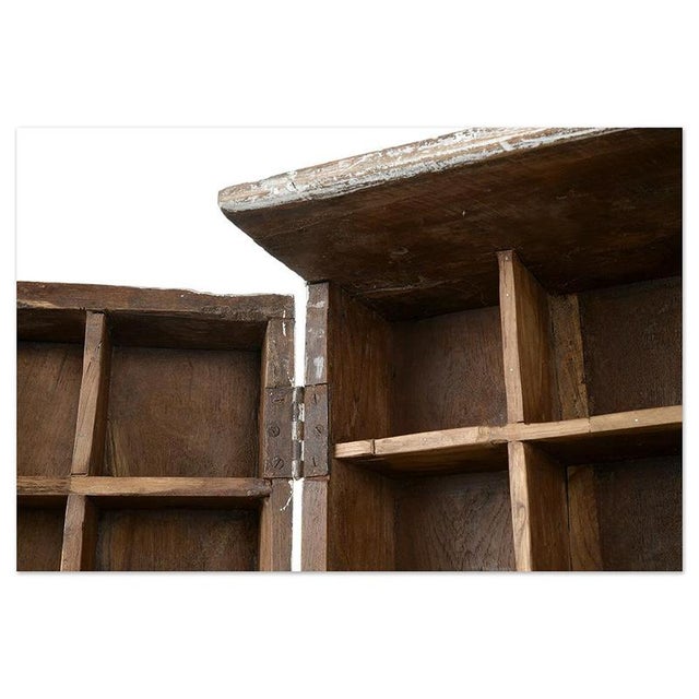 Wood 20th Century Patinated Wooden Printing Press Locker Cabinet For Sale - Image 7 of 9