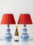 Hand-painted Royal Delft blue and white double-gourd table lamp pair from the 1970s (signed and dated with Royal Delft...