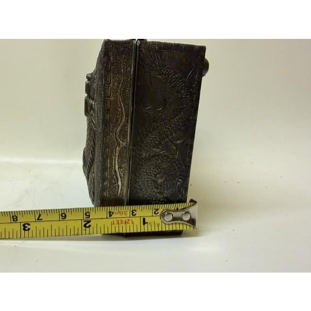 Antique Japanese High-Relief Dragon Metal Trinket Box, Circa 1920 For Sale - Image 17 of 18