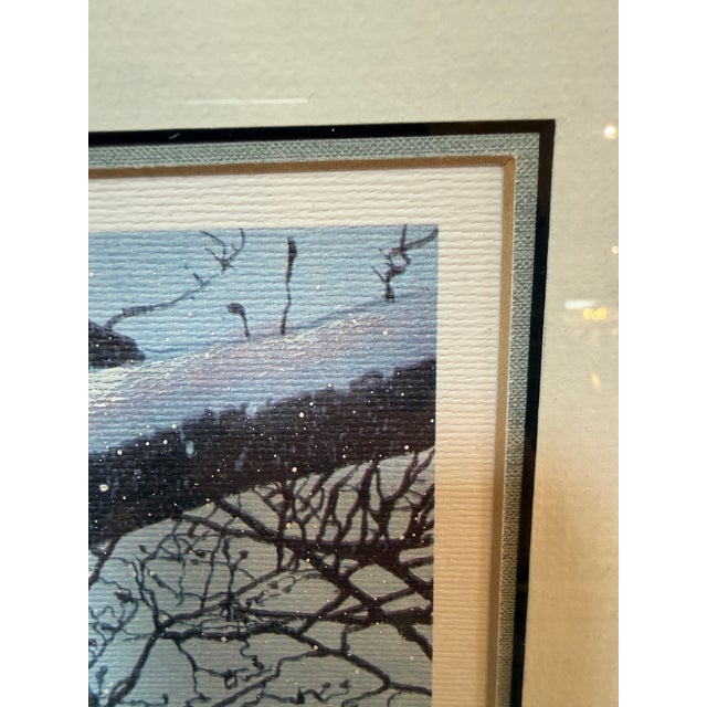 Blue Circa 1989 L. M. Steadman Snowstorm on the Stead Farm Watercolor, Signed For Sale - Image 8 of 12