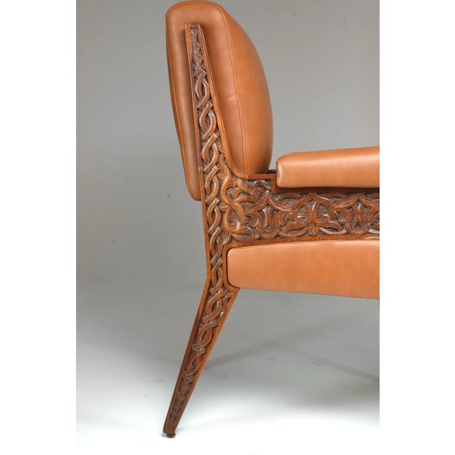 Mid-Century Art Deco Armchairs With Hand-Carved Moorish Frame, 1950s For Sale - Image 6 of 12