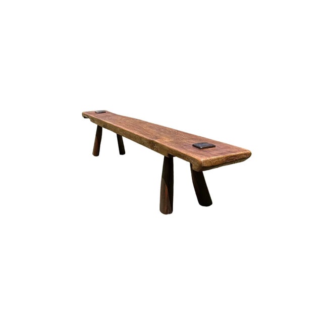 Sculptural Teak Wood Long Bench Stunning Wood Textures, Modern Organic For Sale - Image 6 of 8