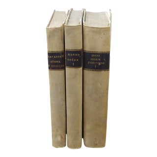 Early 19th Century Italian Leather Bound Books - Set of 3 For Sale